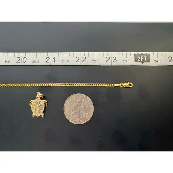 Moissanite Turtle Necklace - 14k Vermeil over 925 Sterling - Picture 5 of 8